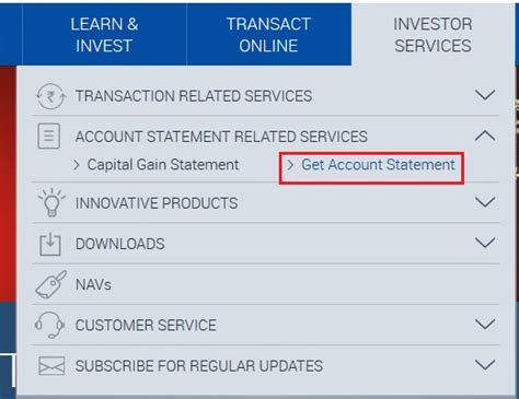 reliance mutual fund statement online.